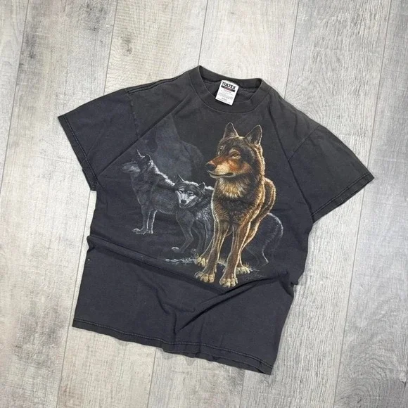 Vintage 90s nature wildlife animal all over print aop t graphic t shirt Size M - Picture 1 of 5